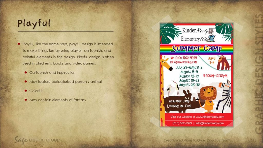 Playful / Childish - Graphic Design Styles - Sage Design Group - Annette Sage, CEO