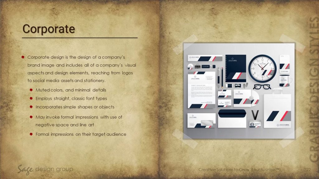 Corporate - Graphic Design Styles - Sage Design Group - Annette Sage, CEO