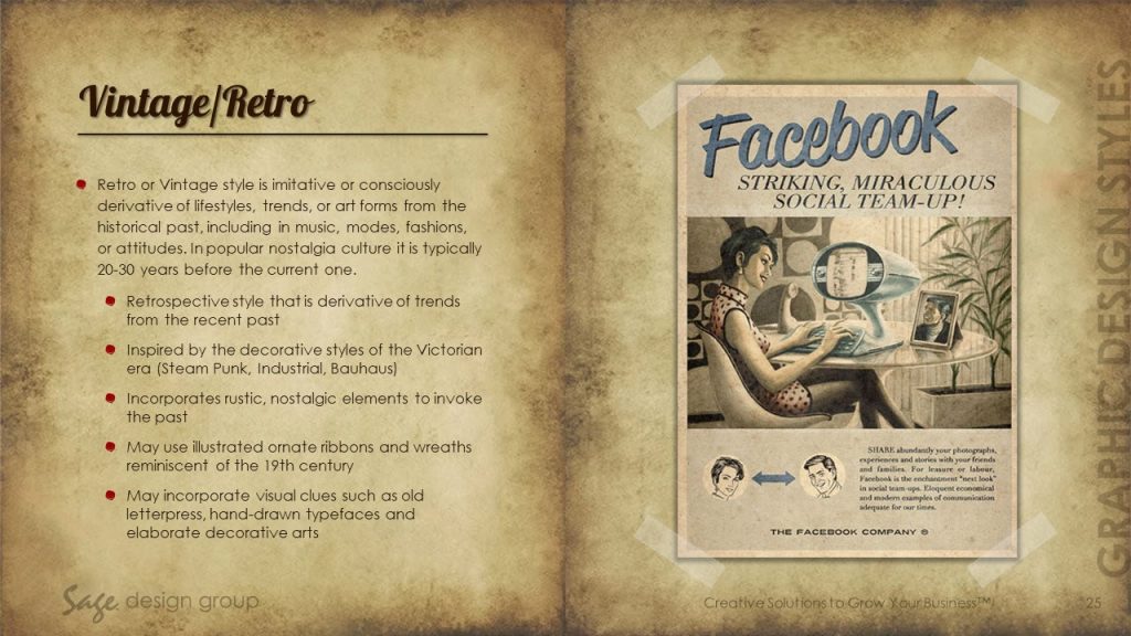Vintage / Retro - Graphic Design Styles - Sage Design Group - Annette Sage, CEO