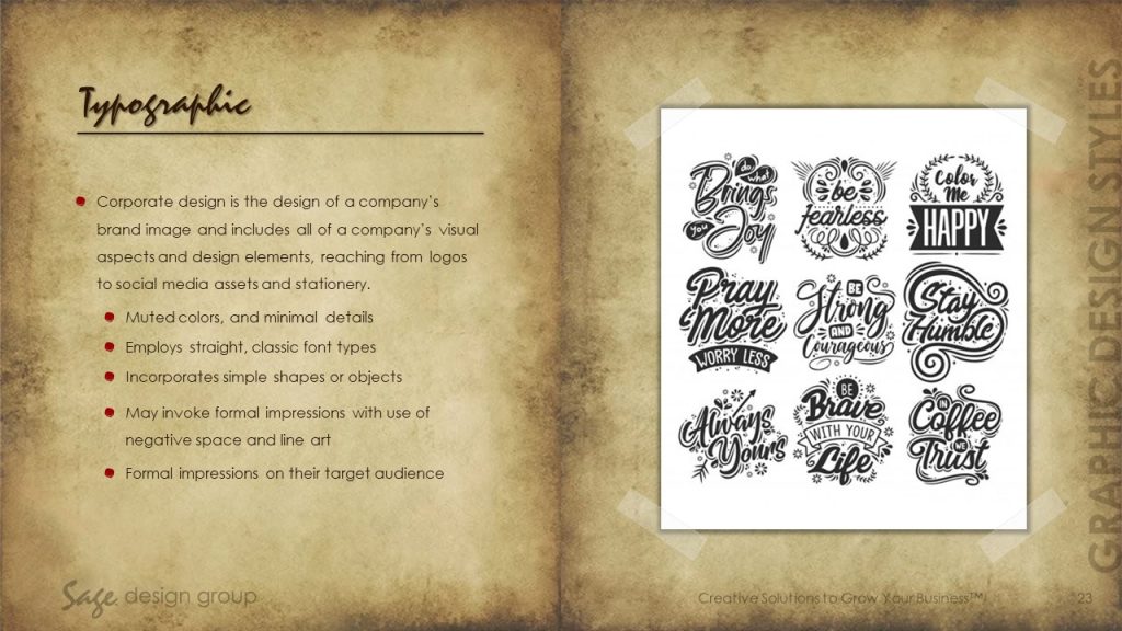 Typographic - Graphic Design Styles - Sage Design Group - Annette Sage, CEO