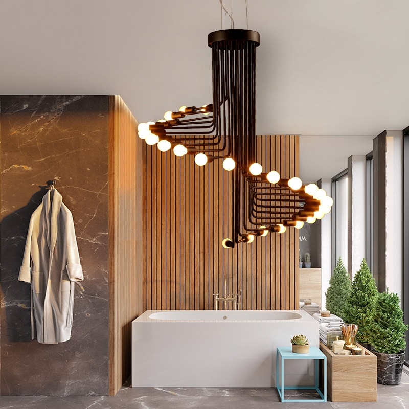 LED Spiral Staircase Chandelier Lamp - Sage Design Group - Annette Sage, CEO